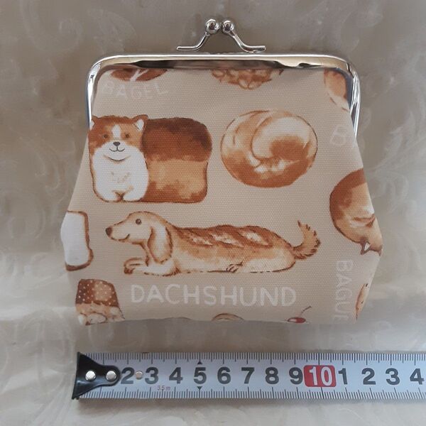 がま口ポーチ 小物入れ犬わんこパン ハンドメイド