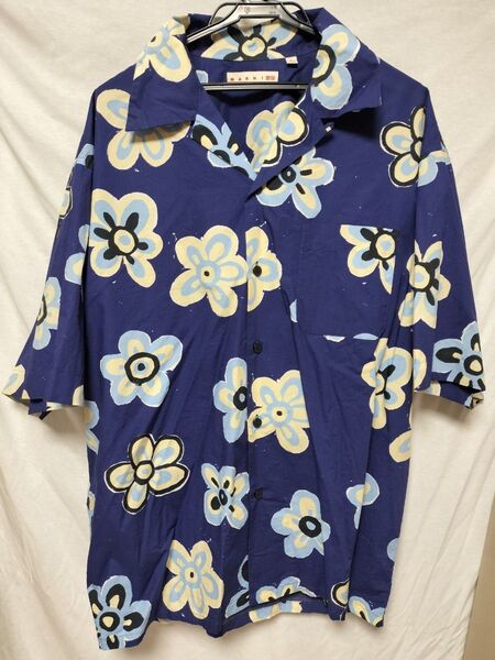 MARNI UNIQLO 半袖シャツ 花柄 ネイビー メンズ XL オーバーサイズ