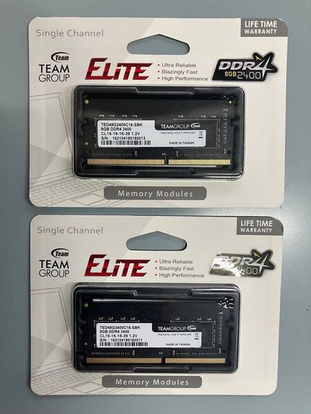 【2枚セット】DDR4 2400 8GB ノート用 メモリ TEAM SO-DIMM PC4-19200 CL16