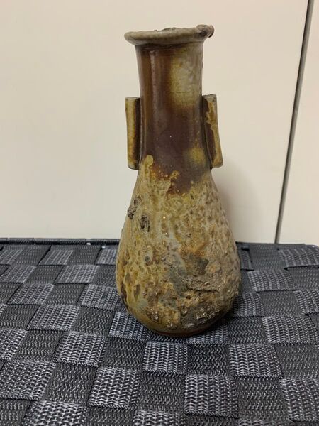 備前焼 耳付き花瓶 花入 小西陶古製 高さ18cm
