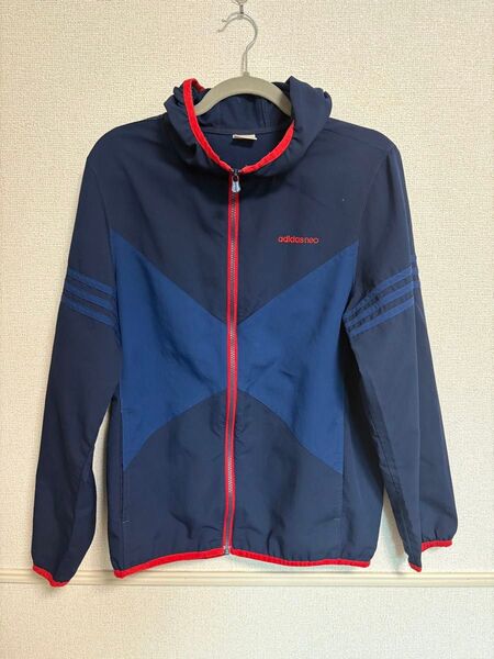 adidas neo ウィンドブレーカー ネイビー/ブルー