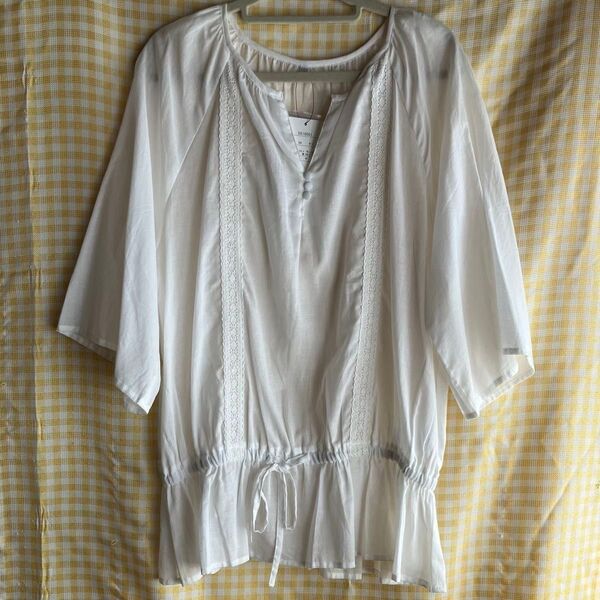 レディース トップス ブラウス チュニック M 七分袖 薄手 白