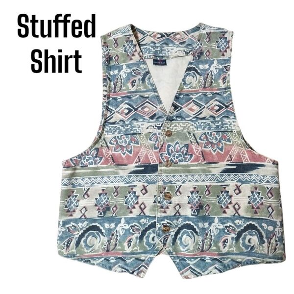 Stuffed Shirt 古着 80s90s USA製 ベスト ジレ 総柄