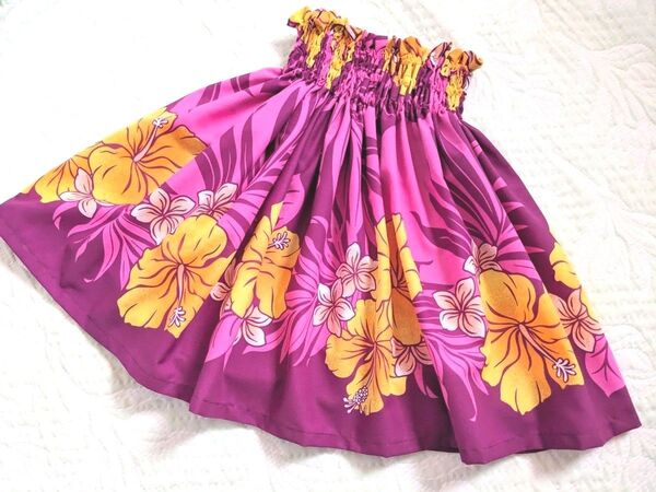 sale★パウスカート丈46cmケイキ子供ハイビスカスフラダンス