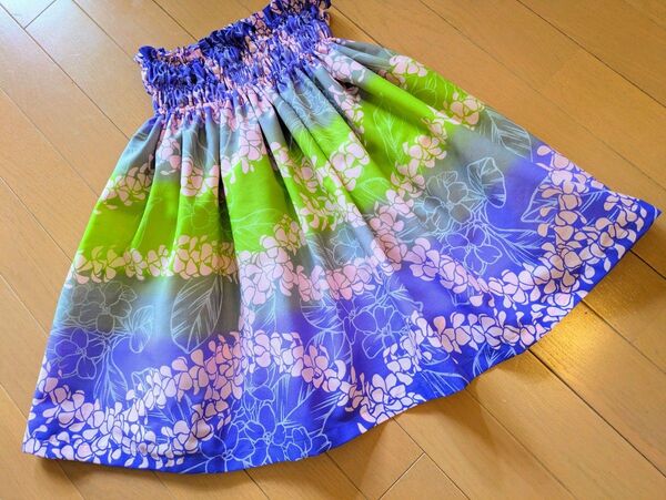 パウスカート丈50cmケイキ子供プルメリアのレイ フラダンス