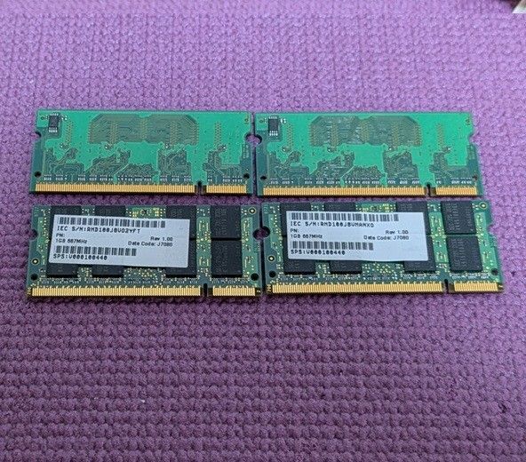 ノートPC用メモリ PC2-5300S×2枚 PC2-4200S×2枚