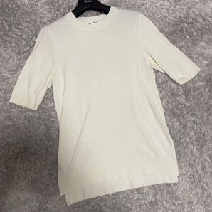 ENFOLD エンフォルド 22SS 5分丈 シルク コットン ニット 白
