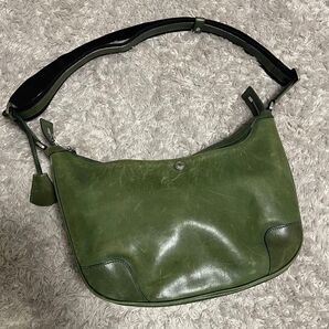 aniary 三日月型 裏地 グリーン オールレザー ショルダーバッグ