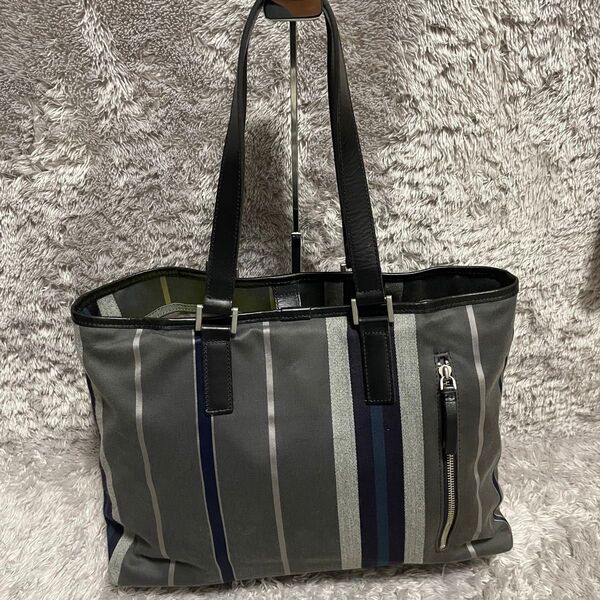 PAUL SMITH PaulSmith ボーダー柄 トートバッグ ネイビー グレー