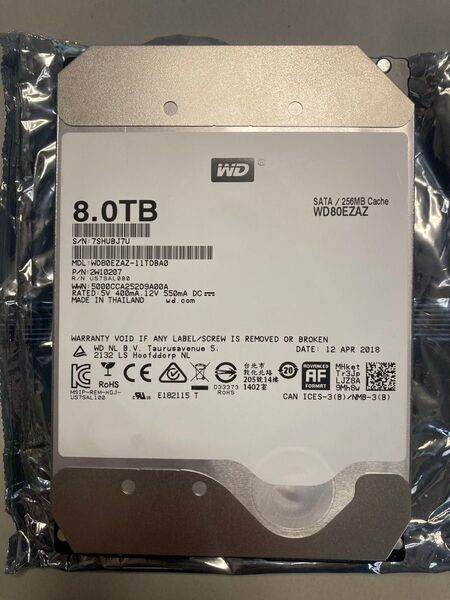 Western Digital WD80EZAZ-11TDBA0 8TB 3.5インチ HDD
