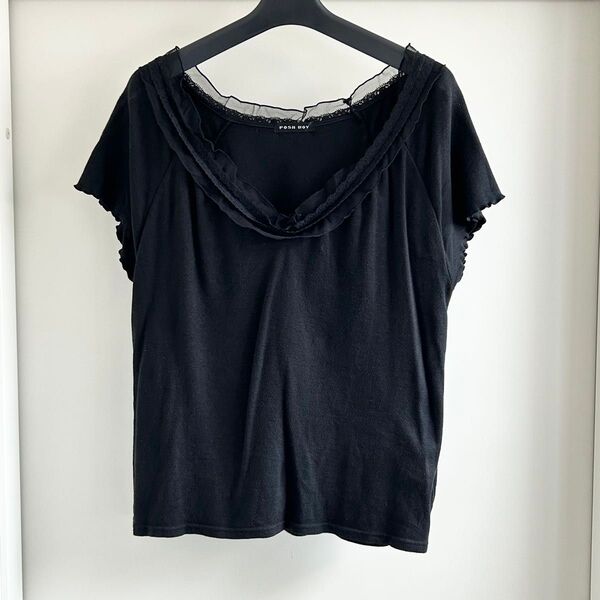 半袖Tシャツ 半袖カットソー カットソー Tシャツ ブラック 黒 レディース