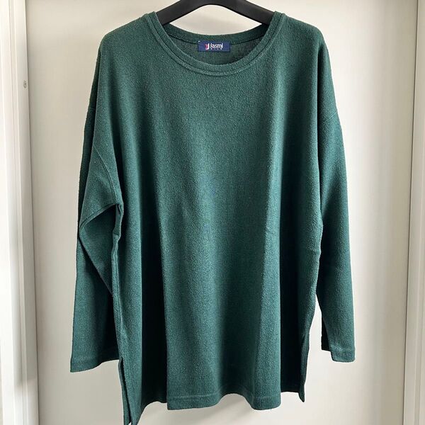 Tシャツ カットソー ロンT 長袖 グリーン 緑 レディース 肩幅65cm 着丈69cm 絹