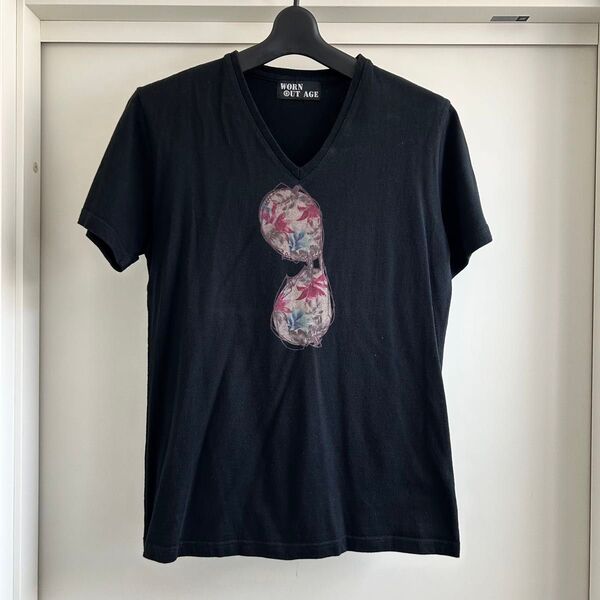 Tシャツ 半袖Tシャツ ブラック 黒 カットソー メンズ 肩幅40cm 着丈62cm
