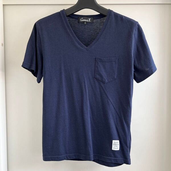 Tシャツ カットソー 半袖Tシャツ ネイビー メンズ Vネック 肩幅42cm 着丈62cm
