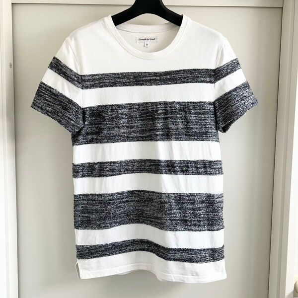 Tシャツ 半袖Tシャツ ボーダーTシャツ メンズ ホワイト グレー M 着丈71cm
