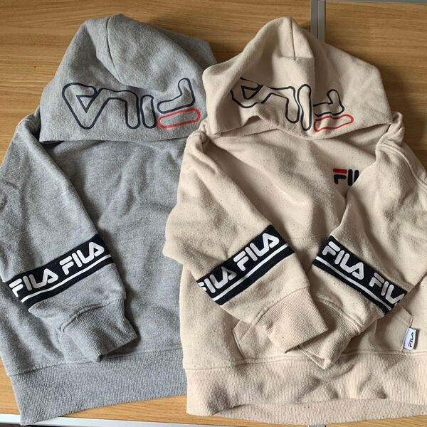 FILA フード付きパーカー 120cm 110cm グレー ベージュ
