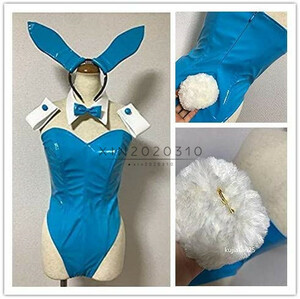  modification version high quality costume play clothes bunny girl light blue enamel ba knee suit manner ( wig shoes optional )