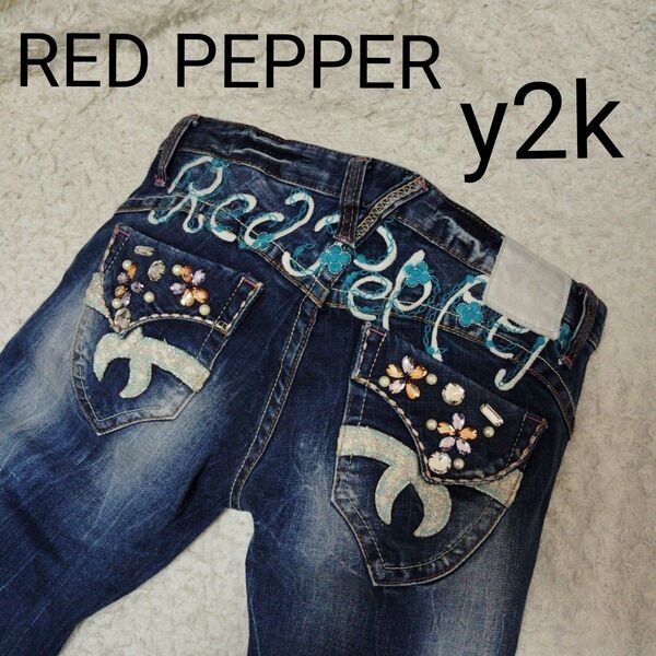 RED PEPPER レッドペッパー デニム y2k ビーズ 刺繍 サイズ28