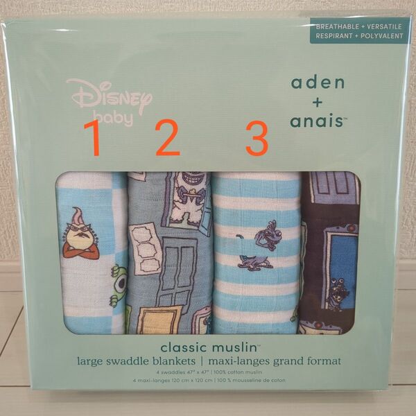 新品 aden+anais モンスターズインク 1枚 ディズニー スワドル おくるみ ベビー Disney