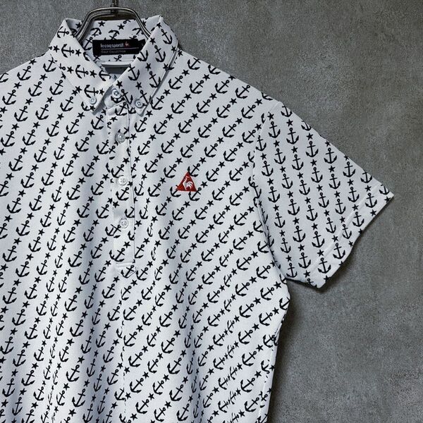 le coq sportif golf ルコックスポルティフ 総柄 ポロシャツ メンズ ゴルフ ウェア