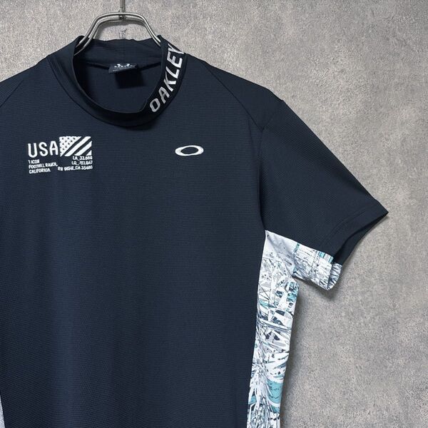 OAKLEY オークリー ロゴ モックネック シャツ 半袖 ゴルフ ウェア 人気 メンズ