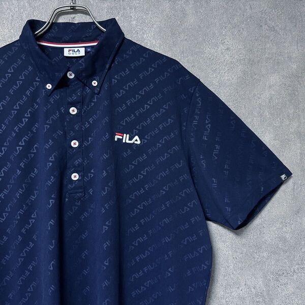 FILA GOLF フィラゴルフ 総柄 ロゴ 半袖 ポロシャツ ゴルフ ウェア メンズ 大きいサイズ