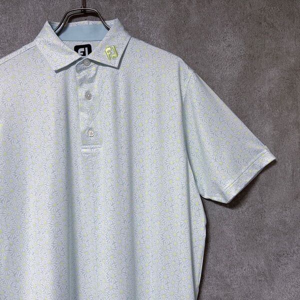 FootJoy フットジョイ 総柄 花柄 半袖 ポロシャツ ゴルフ ウェア ロゴ メンズ