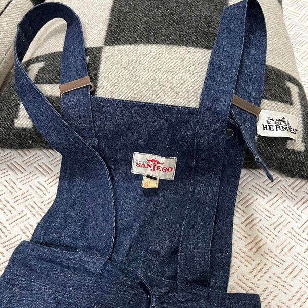 古着 激レア SANJEGO サンジェゴ デニム オーバーオール サロペット ワンピース M 古着 インディゴ