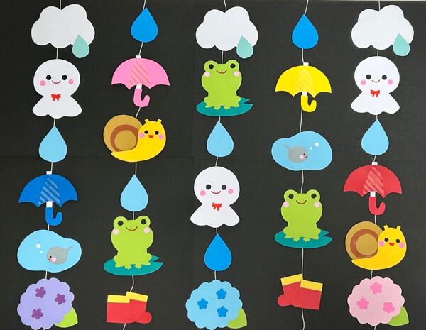 【即買いOK】梅雨の壁面飾り ガーランド 吊るし飾り 6月 壁面飾り 壁面 保育園 幼稚園