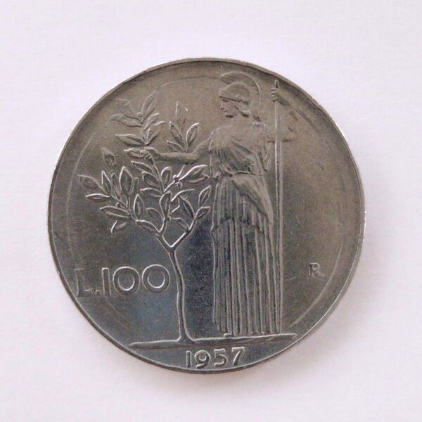 1957年 イタリア100リラ アンティークコイン 古銭 硬貨
