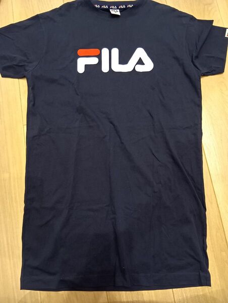 フィラ Tシャツ トップス 半袖 夏服 ロゴT 紺色 FILA 紺色 綿100% М チュニック 部屋着 ルームウェア 旅行 服