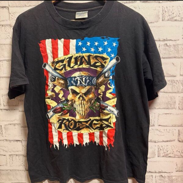 Tシャツ ブラック 古着 半袖 90s バンドT ロックT ヴィンテージ Guns N' Roses ツアーT アメリカ ガンズ