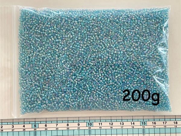 ★処分価格 丸小ビーズ 水色 ライトブルーAB 大量ビーズ 200g