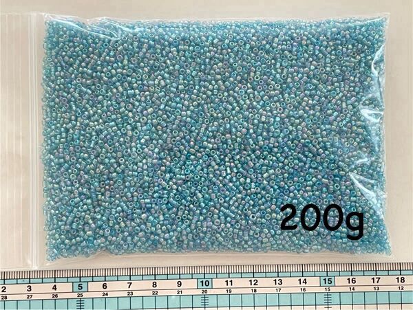 ★処分価格 丸小ビーズ 水色 ライトブルーAB 大量ビーズ 200g
