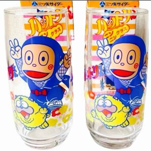 【冷たい飲み物で色が変わる不思議なグラス】三ツ矢サイダー 忍者ハットリくん ニンニングラス 2個セット 昭和レトロ