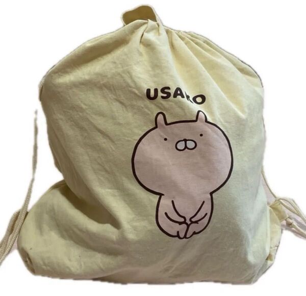 うさこ 巾着袋 ビッグ 大盤 うさぎ うさまる ピンク バッグ リュック ザック ナップサック 旅行 宿泊 バック おもちゃ入れ