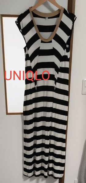 UNIQLO 白×黒ボーダー ノースリーブワンピース Sサイズ ワンピース さらさらで軽い 生地薄め ストレッチあり