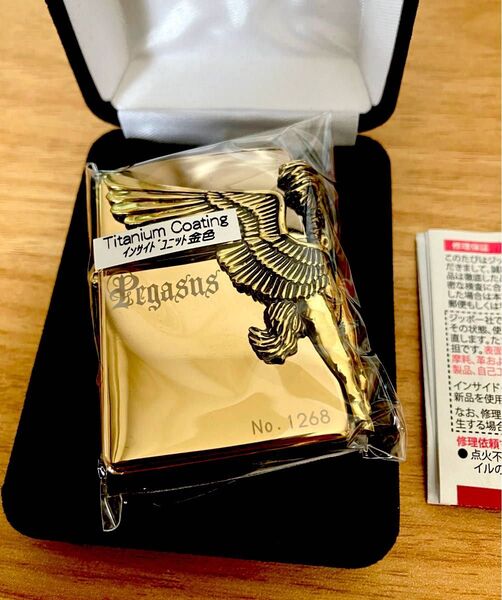 現品限り ZIPPO ジッポー Pegasus ペガサス(D) サイドメタル チタンコーティングゴールド ゴージャス ライター