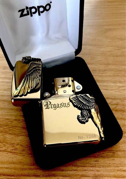 現品限り ZIPPO ジッポー Pegasus ペガサス(D) サイドメタル チタンコーティングゴールド ゴージャス ライター