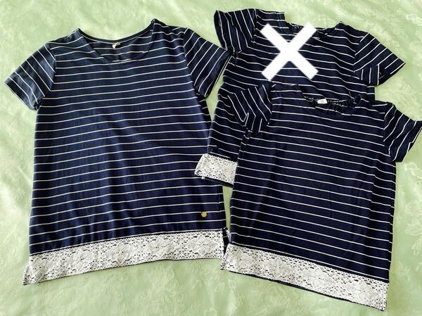 ドルチーナ dolcina 裾レースネイビーボーダーTシャツ