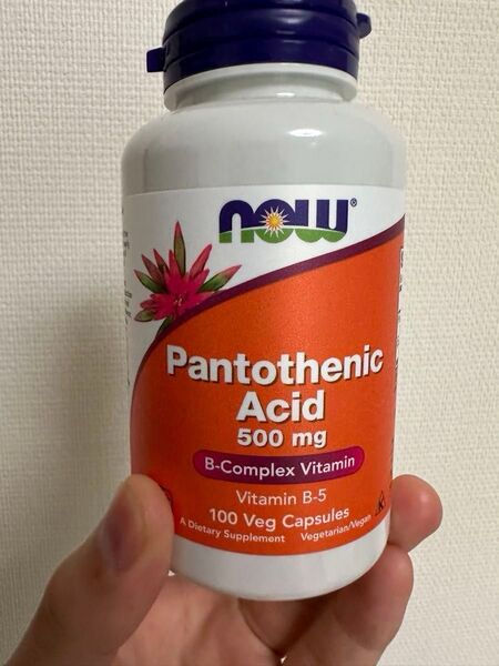 パントテン酸 500mg カルシウム 45mg ビタミンB5 100ベジカプセル NOW Foods ナウフーズ