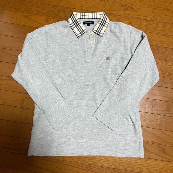バーバリーロンドン Burberry London ノバチェック グレー 長袖 ポロシャツ M