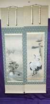 春光美術院 鈴木大寛作対幅 鶴亀の図 桐箱付 縦186cm 幅49cmであります。2幅セットなので広い床の間に飾ればかなり豪華になると思います。_画像1