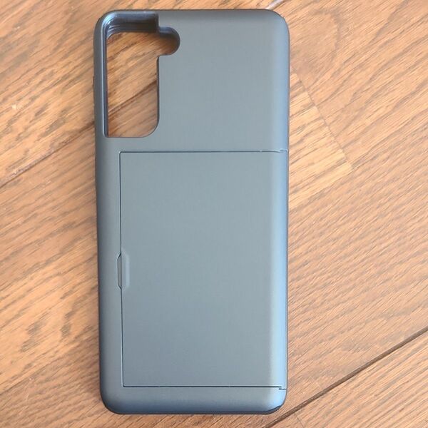 GALAXY s21+ s21プラス 2重構造 耐衝撃 スマホケース カード収納 ダークグレー/ブラック