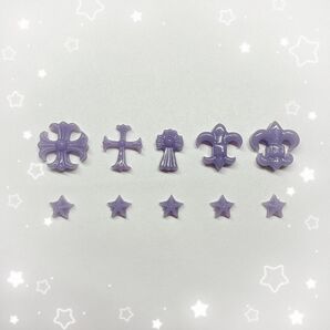 ネイルパーツ 10P 紫 / クロムハーツ 十字架 紋章
