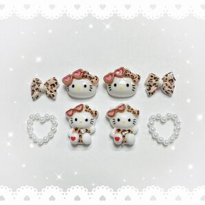 キティちゃん ネイルパーツ ヒョウ柄 8P 〈J090〉