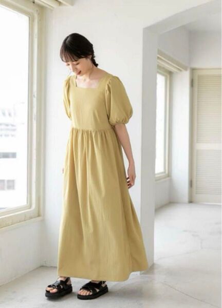 fifth 田中亜希子 パフスリーブ ロングワンピース