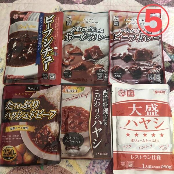 レトルト食品 レトルトカレー・ハヤシ・シチュー 詰め合わせ 計6袋⑤
