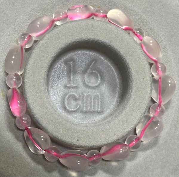 ローズクォーツ 12mm 内径16cm 天然石 ハートブレスレット 産地 : モザンビーク
