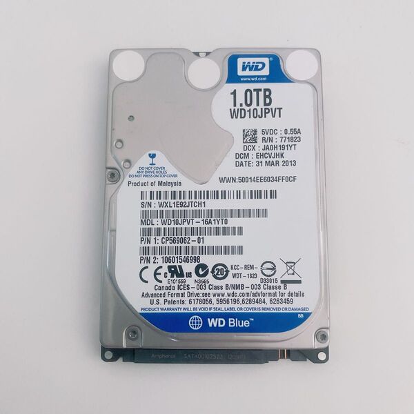 【美品】WD 2.5インチHDD1TB 稼働少1673時間 正常